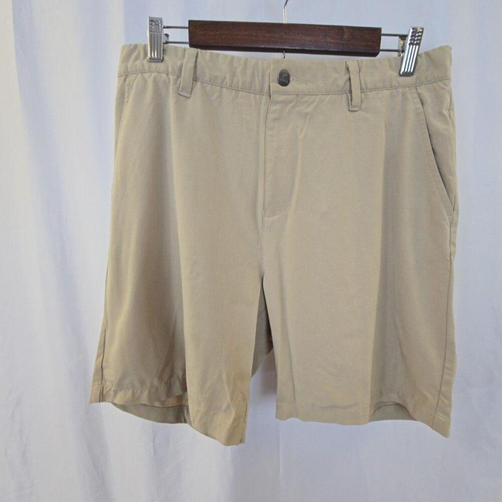 Adidas Shorts Mens 34 Beige Golf Athletic Performance Stretch Zip Pockets